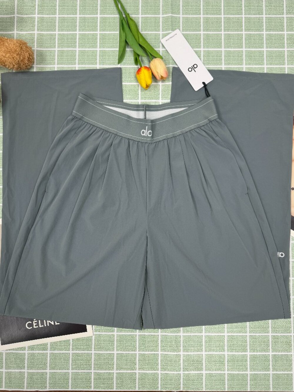 ALO Yoga Steel Grey High Waist Wide Leg Pants Size:XXS 🥰  | Regular | NWT